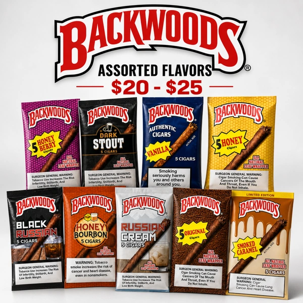BACKWOODS ASSORTED FLAVORS $2-$25 at Dean Park Cannabis